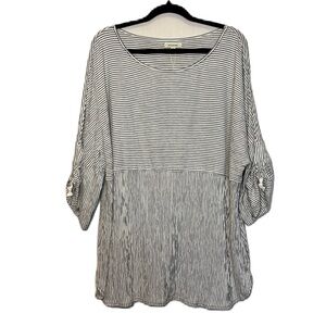 Max Studio Black & White Striped Top Blouse Size 3X